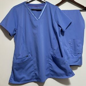🌳Healing Hands Purple Label Scrub Top (Sz. Large) & Bottom(Sz Med.) Ceil Blue